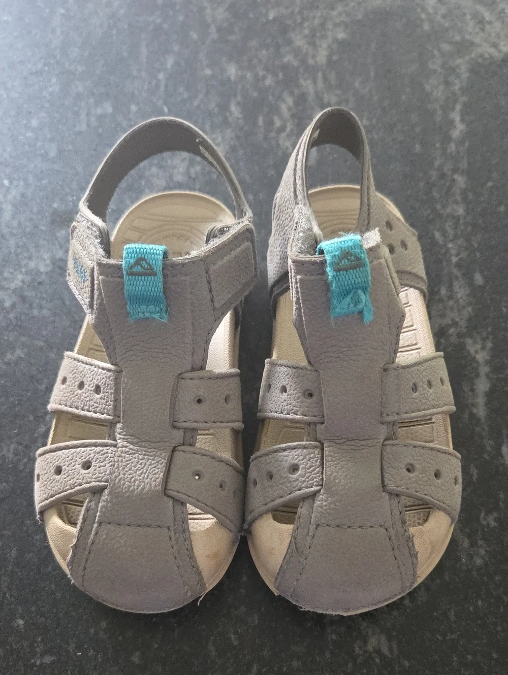 Reef Kids Gray Closed-Toe Sandals with Teal Accent